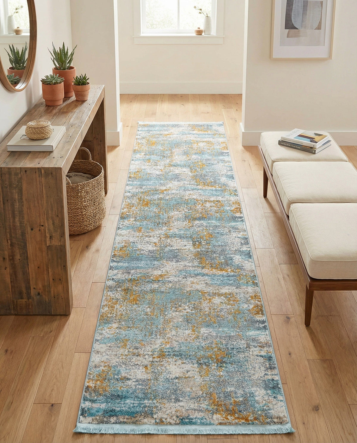 Arcadia Rugs Collection Area Rug -  Nirvana Runner Cream Blue  lifestyle 85