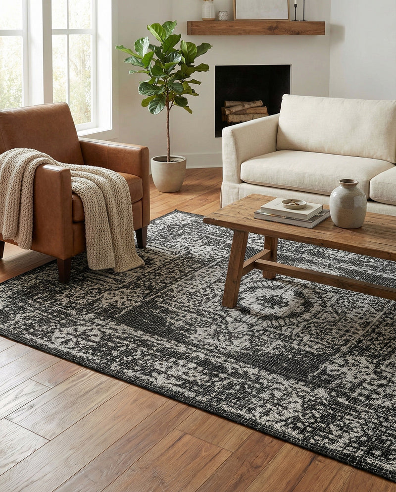 Patio Heritage Collection Area Rug - Savannah (Charcoal Gray) Rectangle Charcoal Gray  lifestyle 13