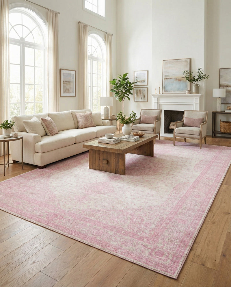 Dover Terrace Collection Area Rug - Marina (Pink) Rectangle Pink  lifestyle 18