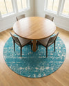 Brighton Stripes Collection Area Rug - Sussex (Light Blue) Round Light Blue  lifestyle 51