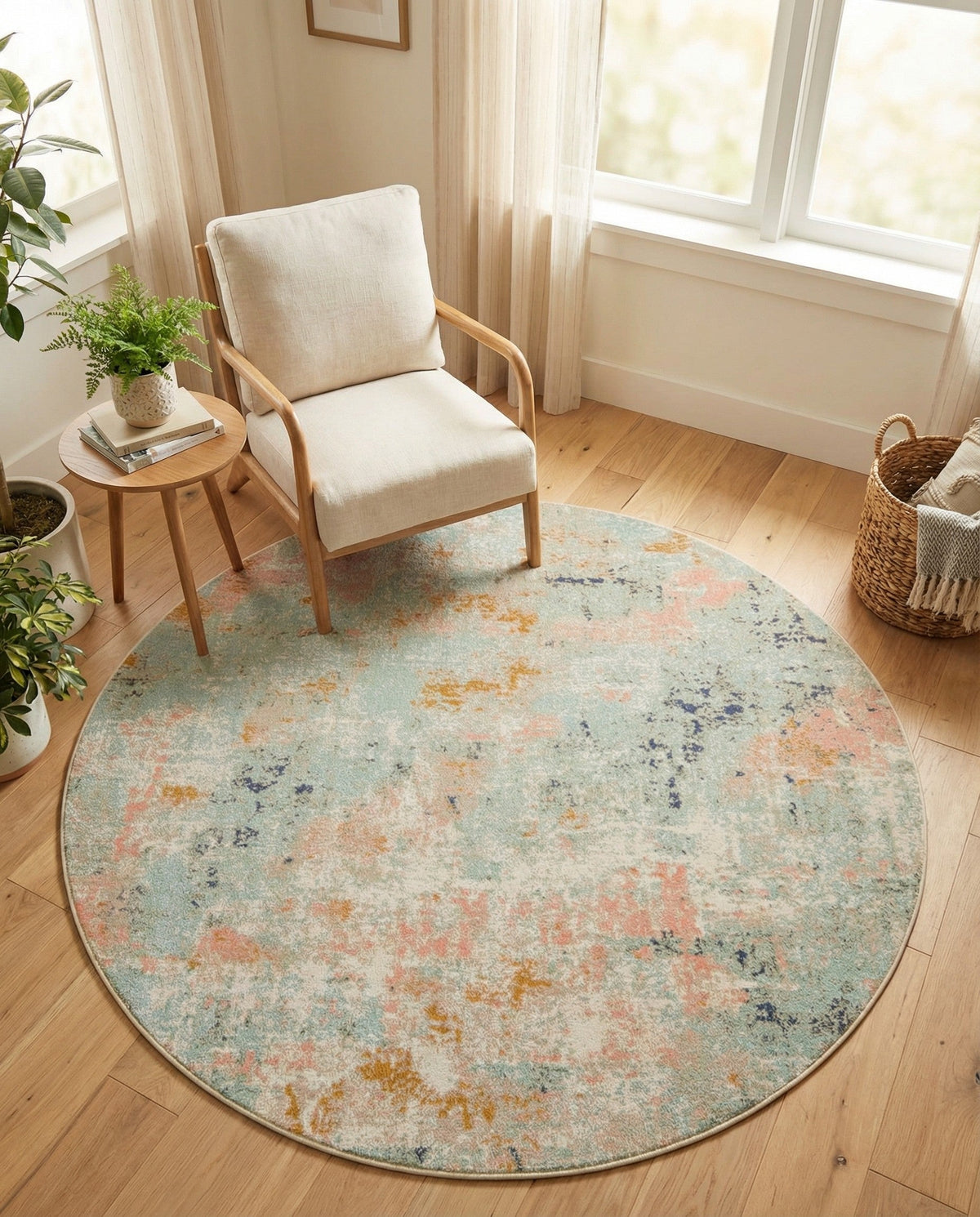 Lagoon Oasis Collection Area Rug -  Seagrass Round Multi  lifestyle 93