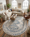 Savannah Elegance Collection Area Rug -  Tybee (Gray Blue) Oval Gray Blue  lifestyle 44