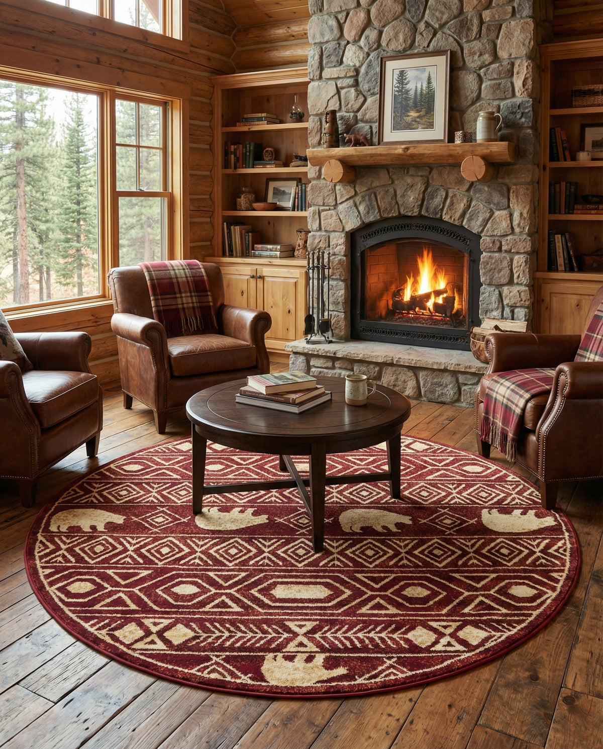 Frontier Trails Collection Area Rug -  Sedona Round Red  lifestyle 127
