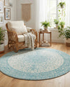 Dover Terrace Collection Area Rug - Marina (Aqua) Round Aqua  lifestyle 39