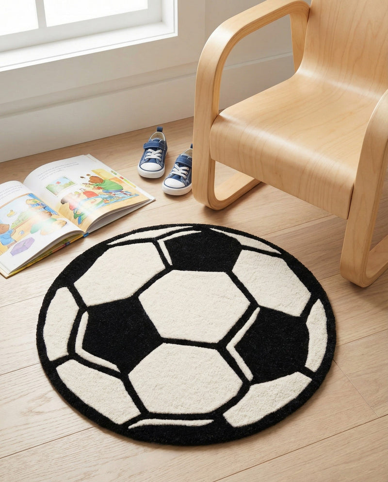 Whimsy Wonders Wool Collection Area Rug -  Volcano Round Black and White  lifestyle 13