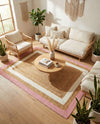 Woven Seaside Jute Collection Area Rug - Nantucket Rectangle Pink White Natural  lifestyle 23
