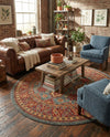 Persian Elegance Collection Area Rug -  Nain Round Light Blue  lifestyle 49