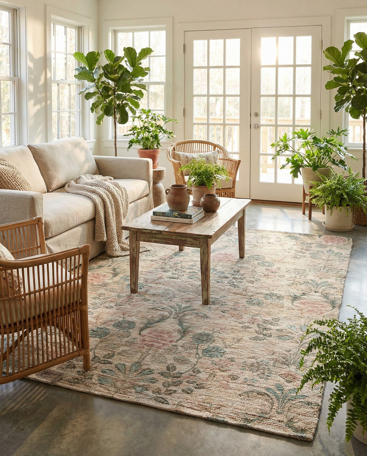 Savannah Threads Collection Area Rug -  Mendocino Rectangle Ivory  lifestyle 16