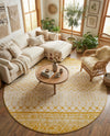 Mediterranean Lattice Collection Area Rug -  Casablanca (Ivory and Yellow) Round Ivory and Yellow  lifestyle 73