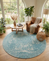 Dover Terrace Collection Area Rug -  Lagoon (Aqua) Round Aqua  lifestyle 32