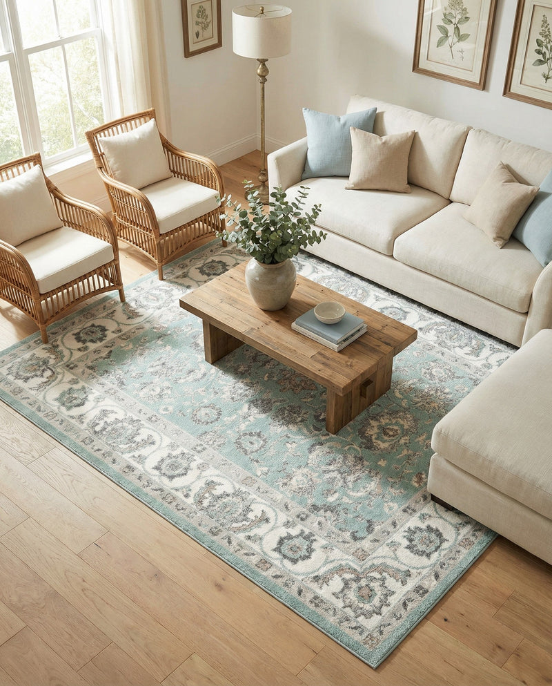 Adriana Terrace Collection Area Rug -  Positano (Aqua) Rectangle Aqua  lifestyle 14