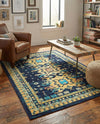 Tabriz Tapestries Collection Area Rug - Azerbaijan (Navy Blue) Rectangle Navy Blue  lifestyle 15