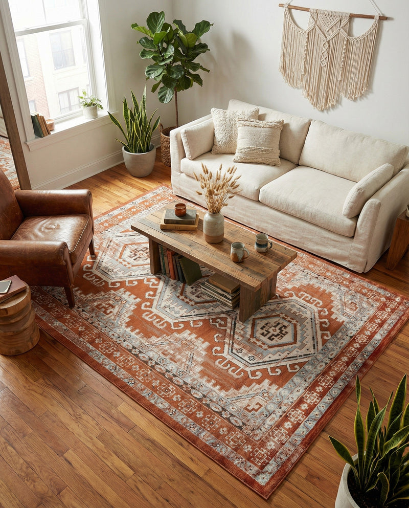 Savannah Elegance Collection Area Rug -  Tybee (Terracotta) Rectangle Terracotta  lifestyle 25