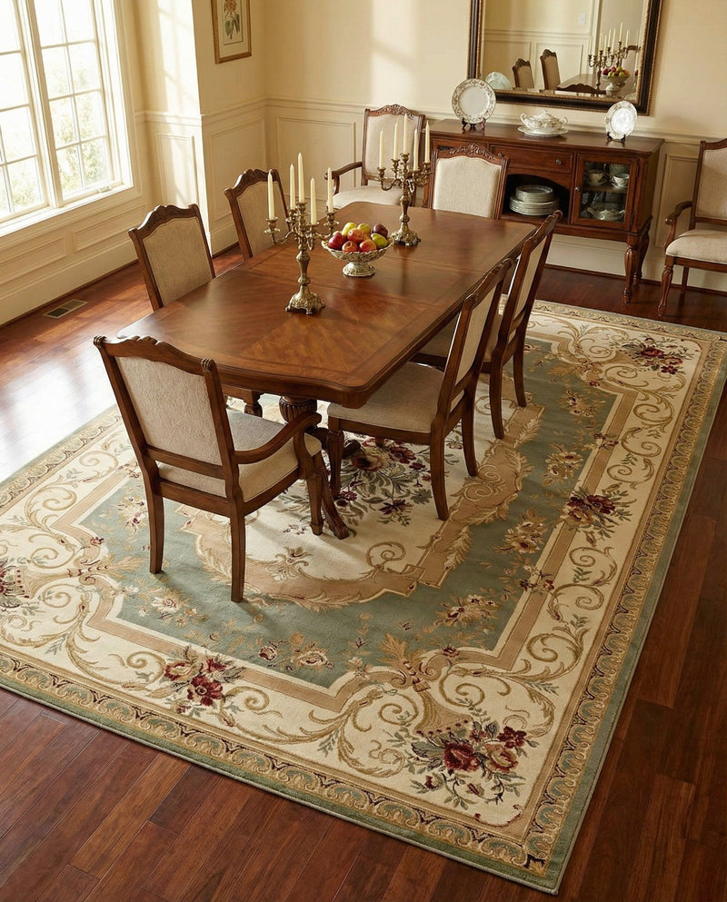 Versailles Elegance Collection Area Rug -  Louveciennes (Green) Rectangle Green  lifestyle 21