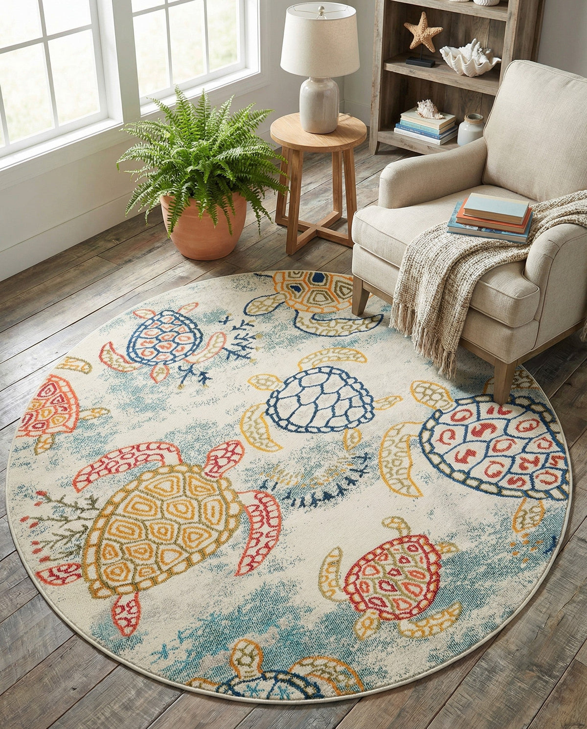 Sorrento Shores Collection Area Rug -  Massa Round Beige  lifestyle 142
