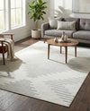 Seychelles Stripes Collection Area Rug - Mahe (Ivory and Gray) Rectangle Ivory and Gray  lifestyle 20