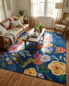 Meadow Breeze Collection Area Rug -  Petal Rectangle Blue  lifestyle 62