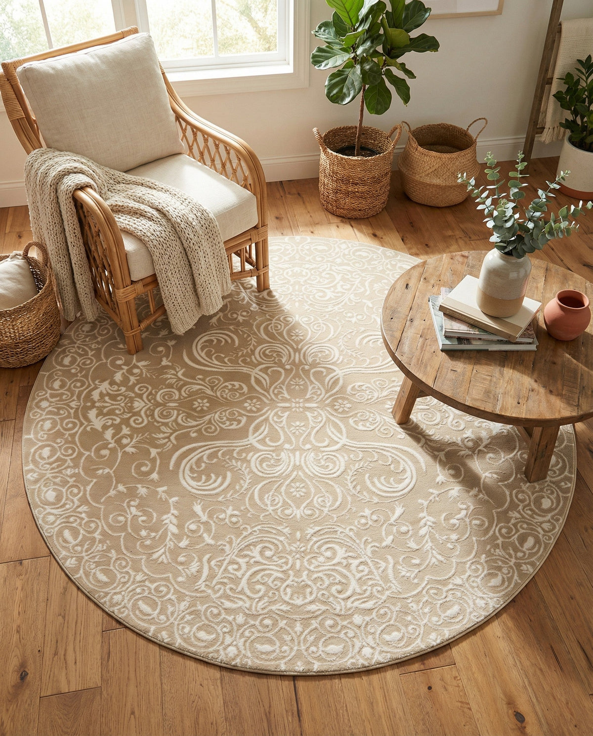 Andes Summit Collection Area Rug -  Lanín Round Beige  lifestyle 71