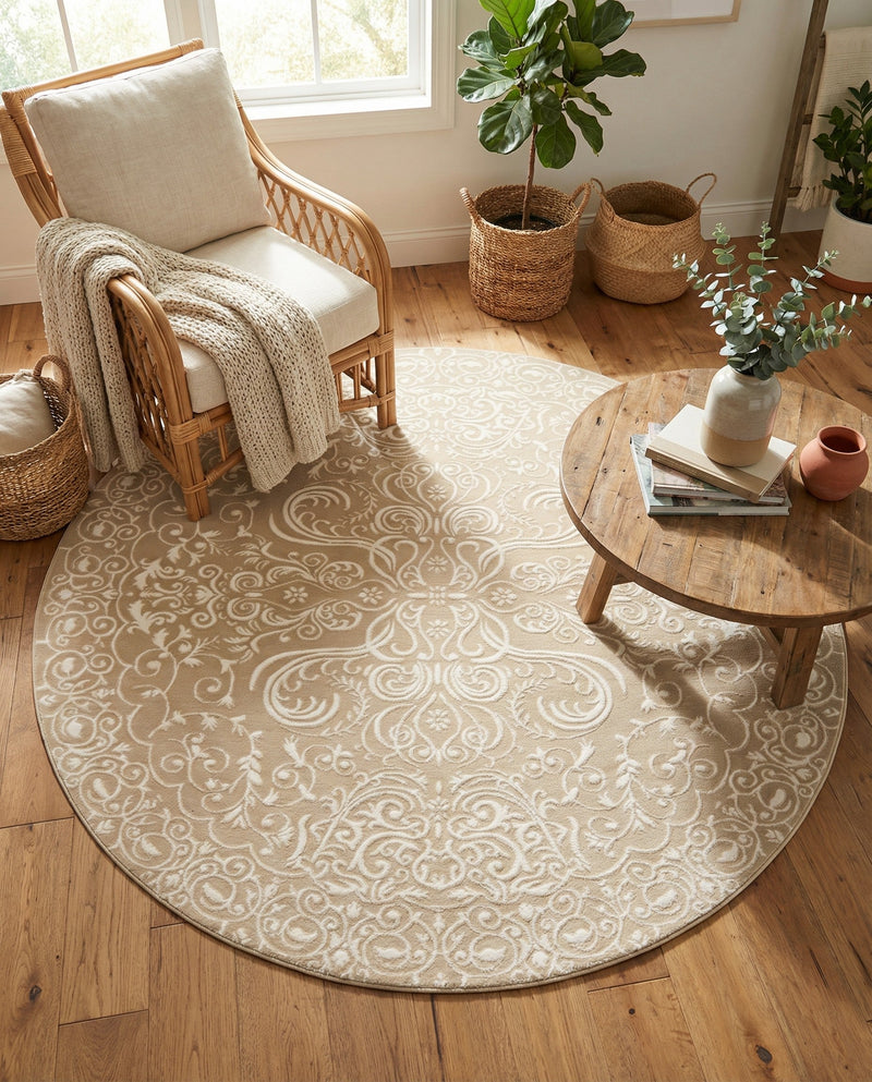 Andes Summit Collection Area Rug -  Lanín Round Beige  lifestyle 71