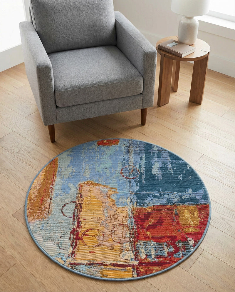 Urban Terrace Collection Area Rug -  Arbour Round Multi  lifestyle 81