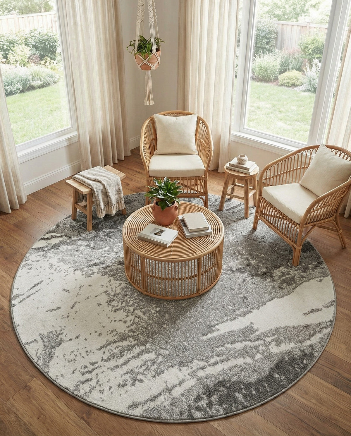 Copenhagen Edge Collection Area Rug - Nyhavn Round Black  lifestyle 131