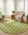 Lattice Gardens Collection Area Rug -  Bloomfield (Light Green) Round Light Green  lifestyle 65