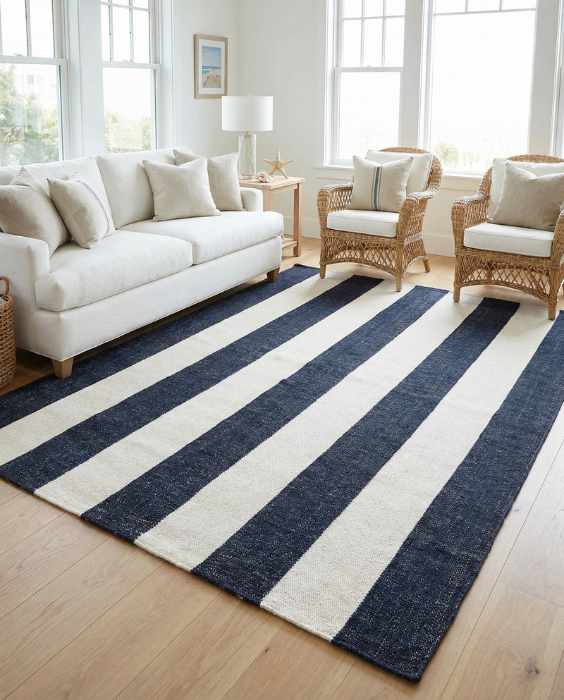Martha's Vineyard Blueprints Collection Area Rug - Edgartown Rectangle Nautical Navy  lifestyle 52