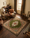 Tabriz Tapestry Collection Area Rug - Azerbaijan (Green) Square Green  lifestyle 54