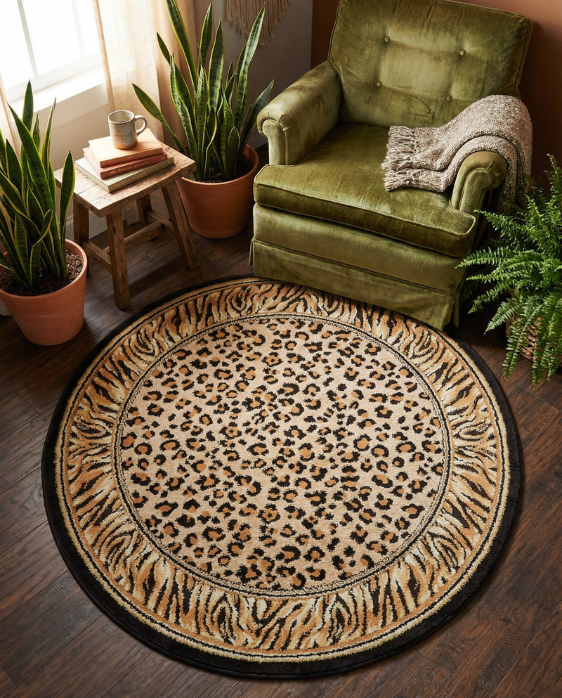 Savannah Sojourn Collection Area Rug -  Chobe Round Light Brown  lifestyle 65