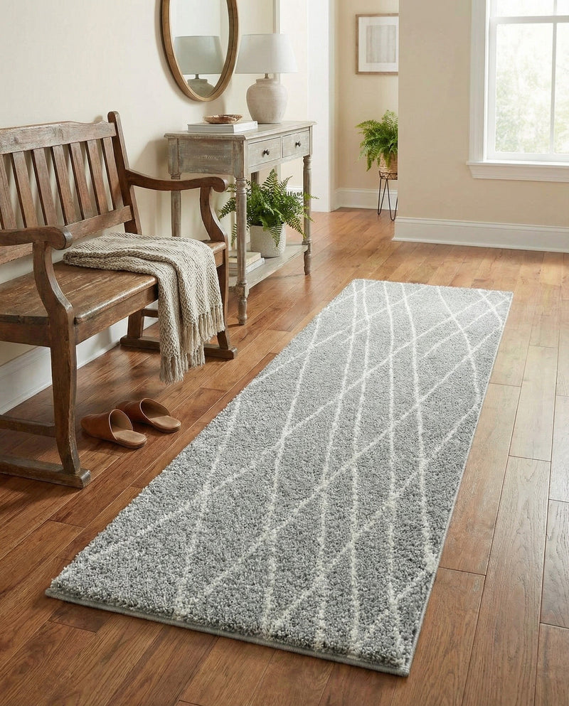 Cozy Haven Shag Collection Area Rug - Serenity (Cloud Gray) Runner Cloud Gray  lifestyle 65