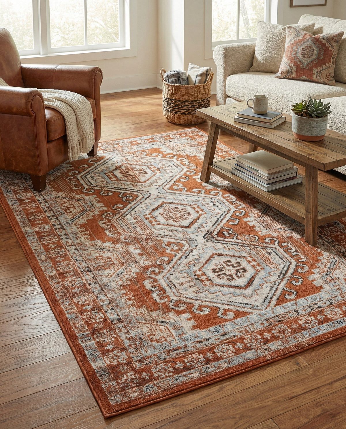 Savannah Elegance Collection Area Rug -  Tybee (Terracotta) Rectangle Terracotta  lifestyle 10