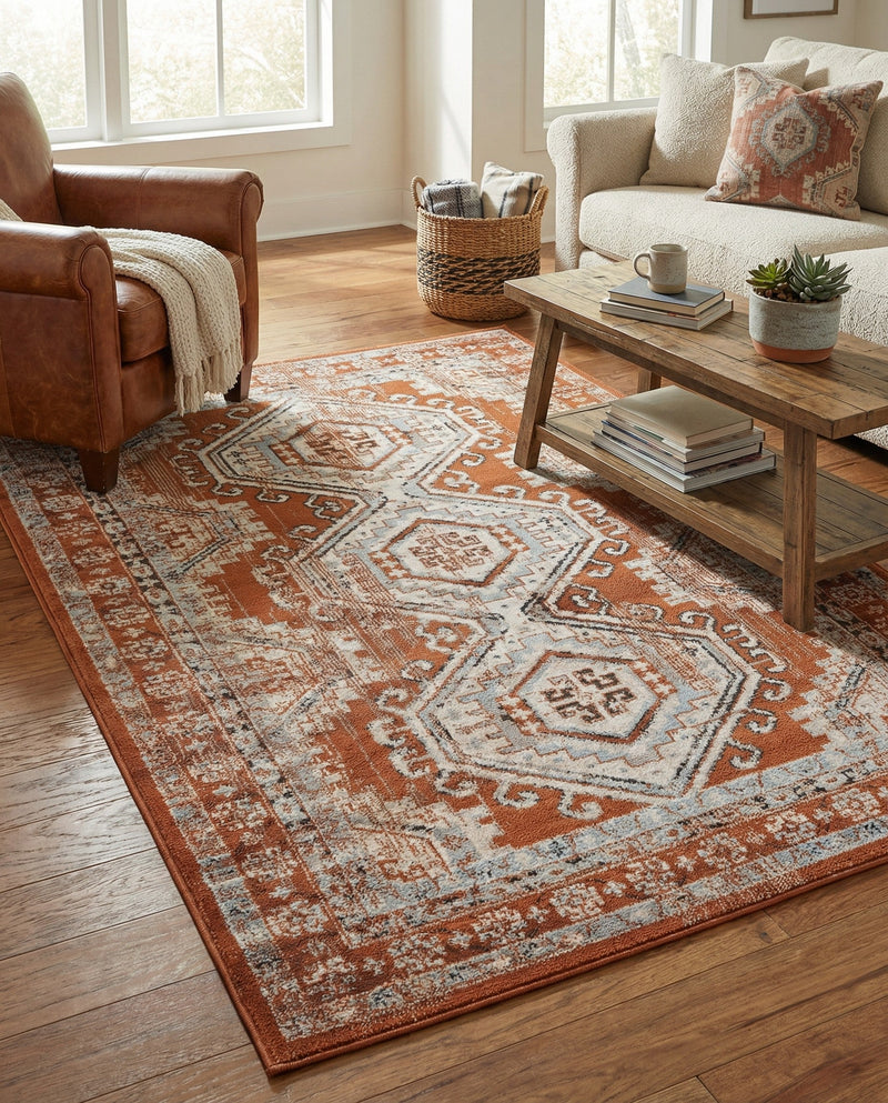 Savannah Elegance Collection Area Rug -  Tybee (Terracotta) Rectangle Terracotta  lifestyle 10