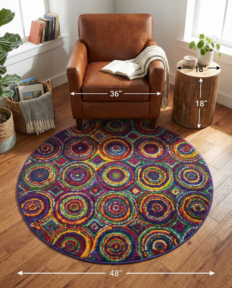 Caribbean Cove Collection Area Rug -  Vincent Round Multi  lifestyle 25