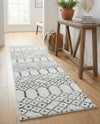Marrakesh Lattice Collection Area Rug - Casablanca (Ivory Black) Runner Ivory Black  lifestyle 42