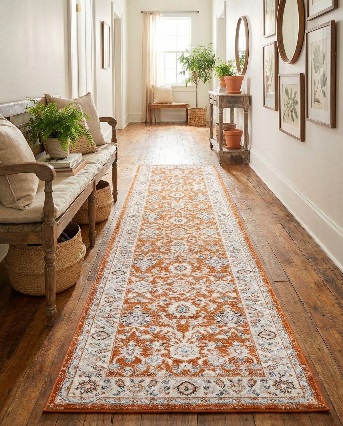 Savannah Elegance Collection Area Rug - Augusta (Rust Red) Runner Rust Red  lifestyle 60