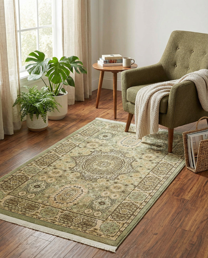 Ottoman Elegance Collection Area Rug -  Ephesus Rectangle Light Green  lifestyle 57