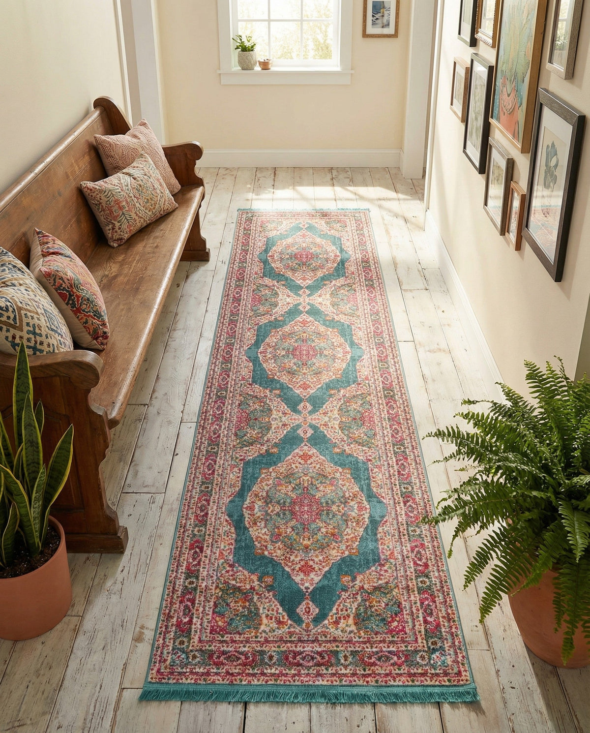 Caribbean Breeze Collection Area Rug -  Windward Runner Turquoise  lifestyle 153