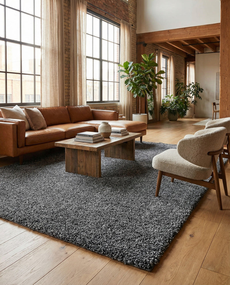 Cozy Comfort Shag Collection Area Rug - Haven (Pebble Gray) Rectangle Pebble Gray  lifestyle 13