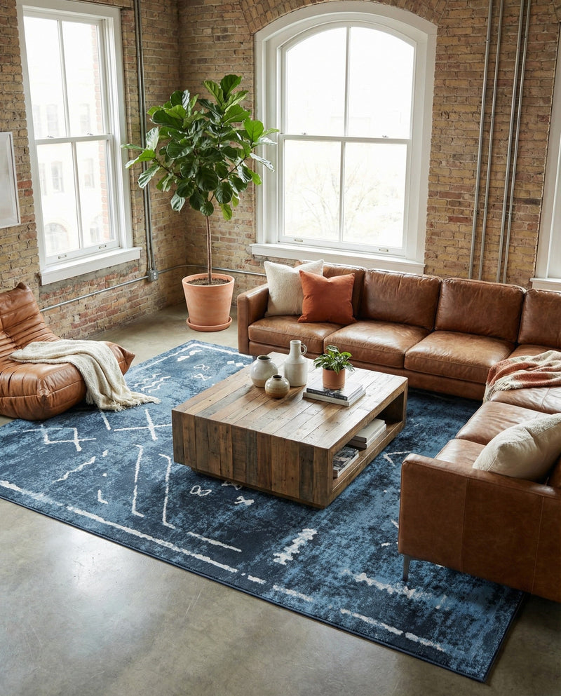 Aegean Elegance Washables Collection Area Rug - Santorini Rectangle Navy Blue  lifestyle 43