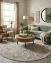 Seville Stripes Collection Area Rug -  Cordoba (Gray) Round Gray  lifestyle 25
