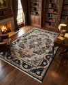 Persian Elegance Collection Area Rug -  Shiraz Rectangle Navy Blue  lifestyle 29