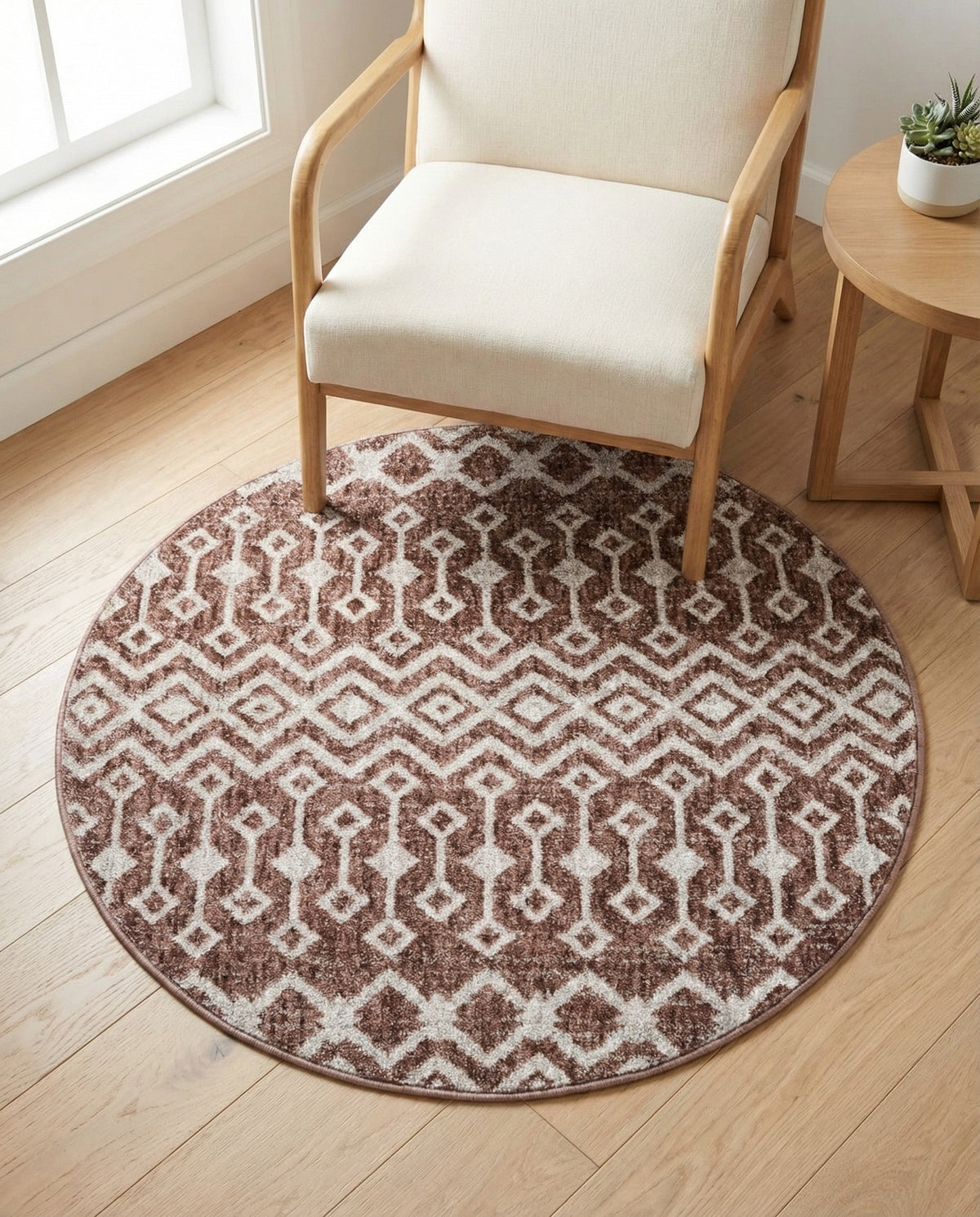Geo Garden Lattice Collection Area Rug -  Andalusia Round Dusty Rose  lifestyle 136