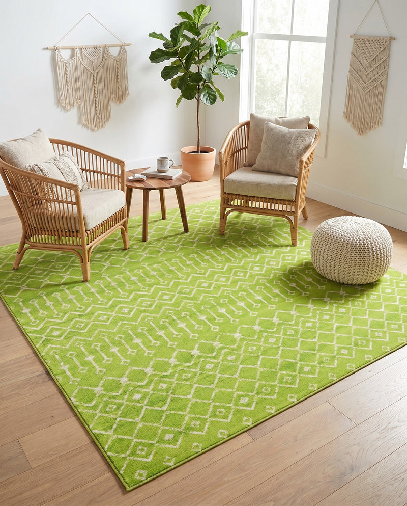 Marrakech Lattice Collection Area Rug - Medina (Green) Square Green  lifestyle 37