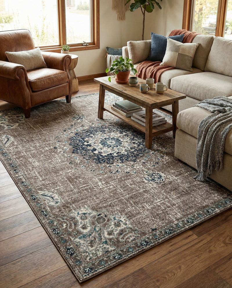 Brighton Terrace Collection Area Rug - Hove (Gray) Rectangle Gray  lifestyle 9