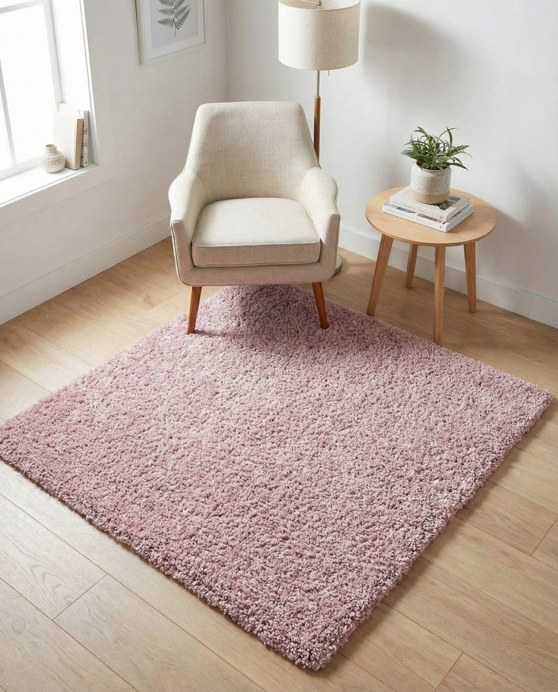 Cozy Comfort Shag Collection Area Rug - Haven (Pink) Square Pink  lifestyle 48