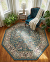 Persian Elegance Collection Area Rug -  Kerman (Blue) Octagon Blue  lifestyle 43