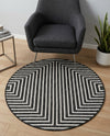 Urban Terrace Collection Area Rug -  Astoria (Black and White) Round Black and White  lifestyle 49