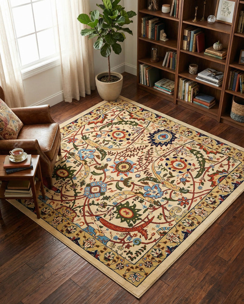 Tabriz Tapestry Collection Area Rug - Sahand (Cream) Square Cream  lifestyle 51