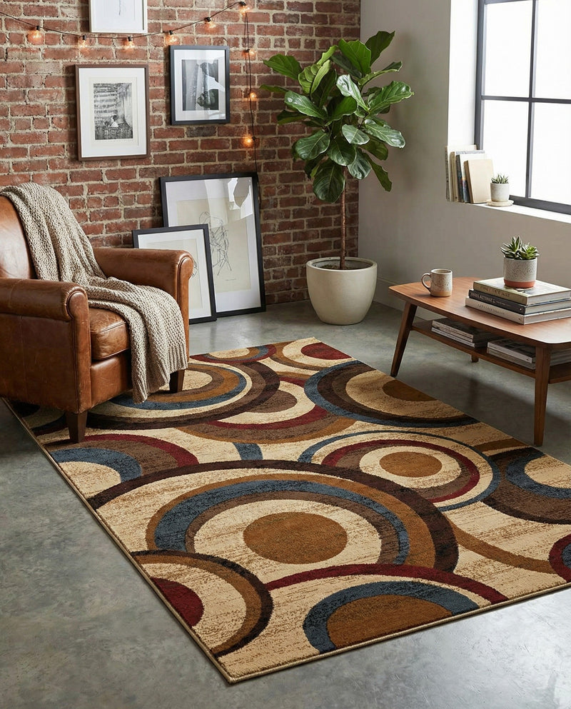 Bistro Lounge Collection Area Rug -  Macchiato Rectangle Beige  lifestyle 6