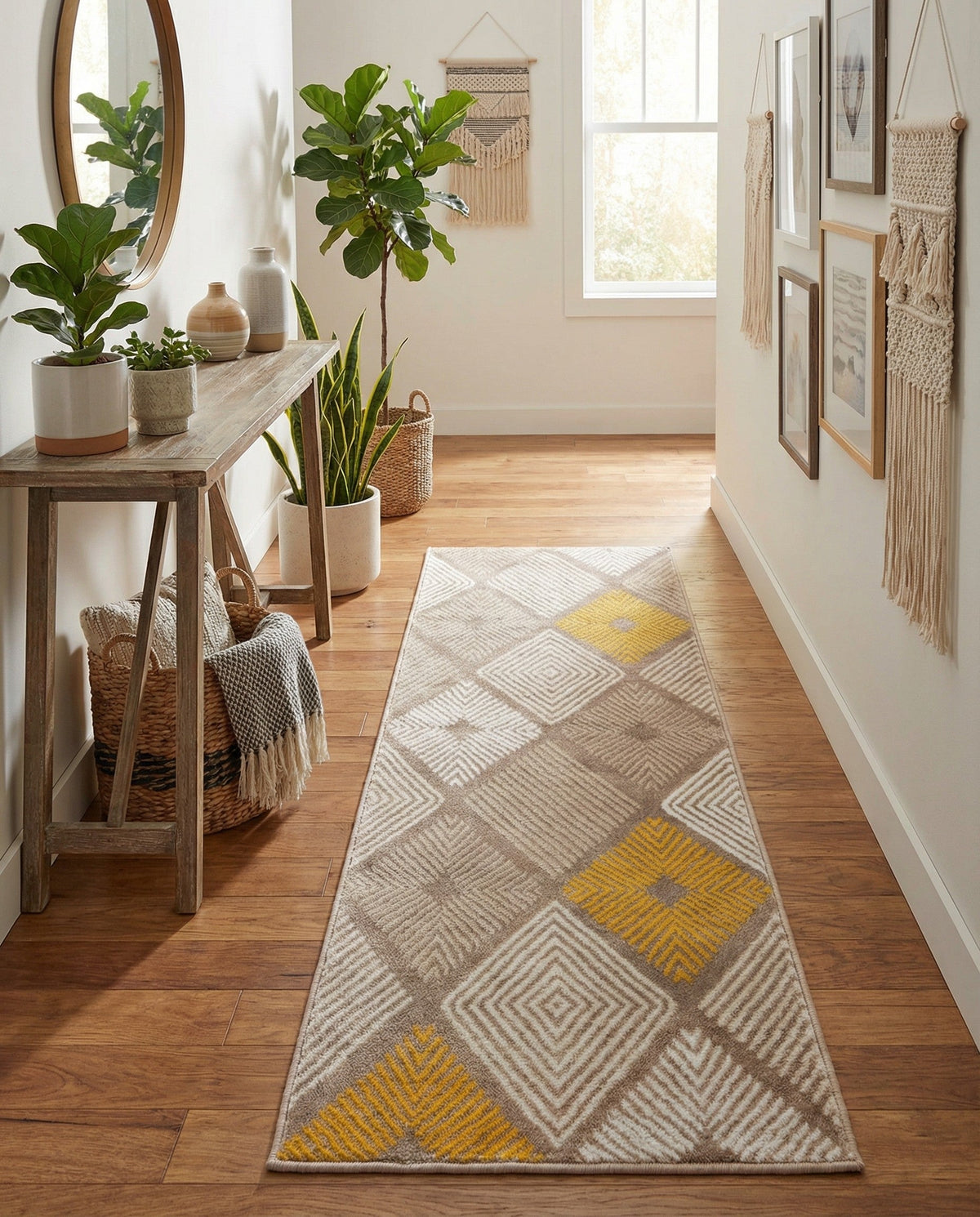 Coastal Haven Collection Area Rug -  Anchorage Runner Ivory and Yellow  lifestyle 95